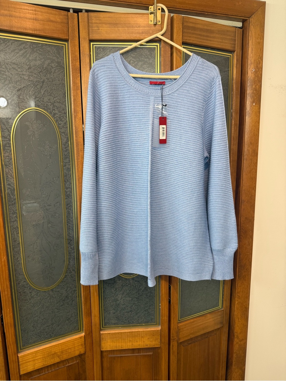 RED LADIES Light  Blue Ribbed Knit Sweater, BRAND NEW